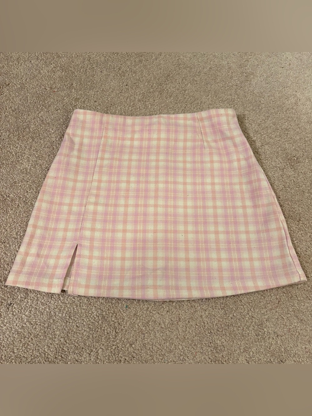 art class Pink and Cream Plaid Mini Skirt small 6/6x